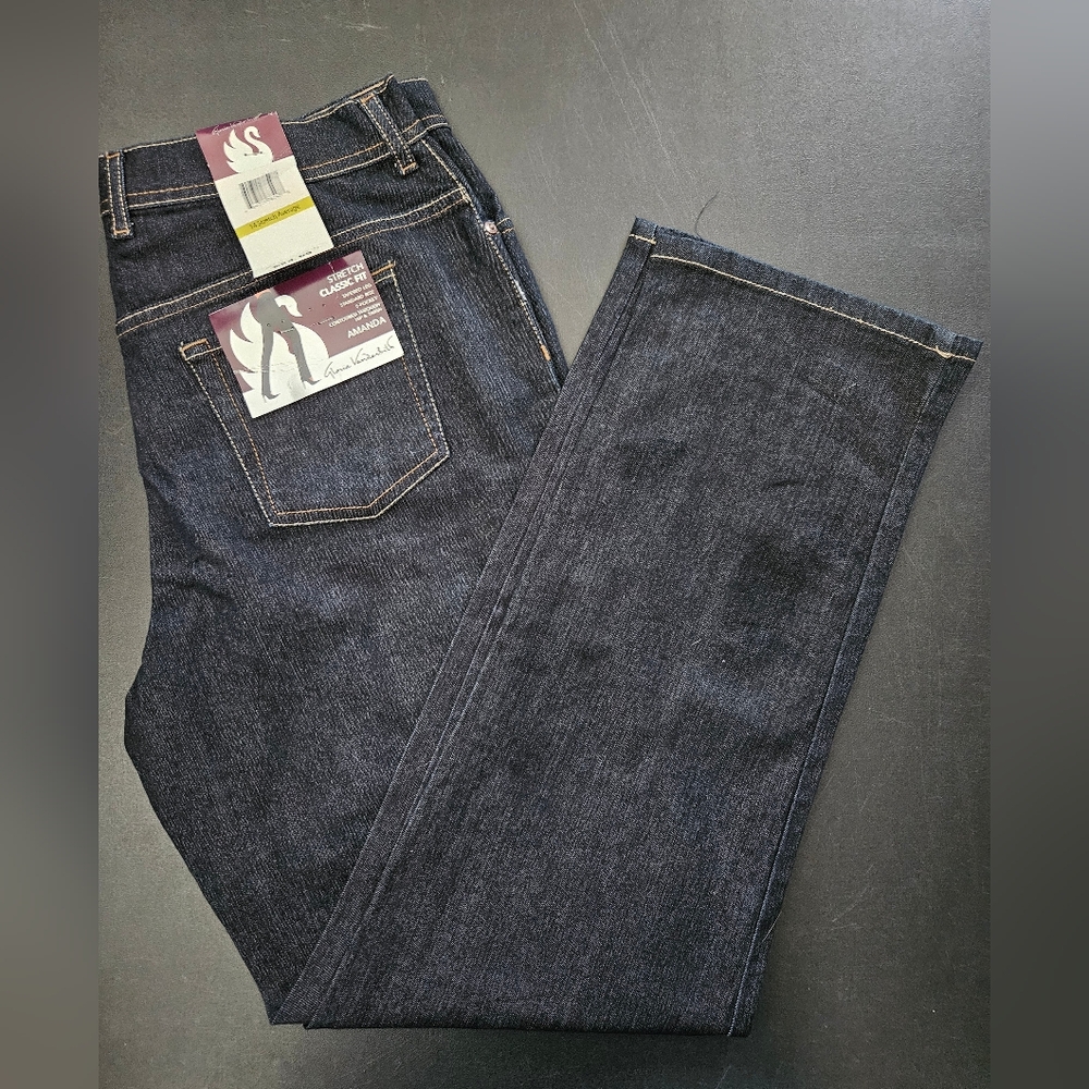 NWT - Vintage Gloria Vanderbilt Indigo Stretch Classic Amanda Jeans - Size 14